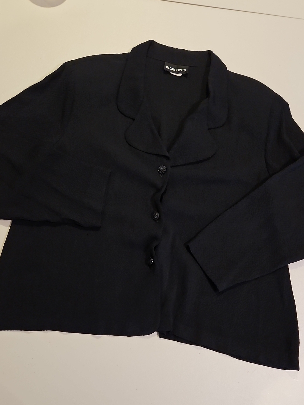 Vintage Blazer Jacket Light Drapey Synthetic Crepe 0232